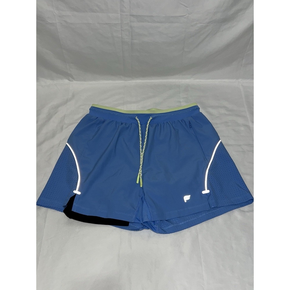 Fabletics Mens Kadence Short 5" Lined Light Blue Neon Green